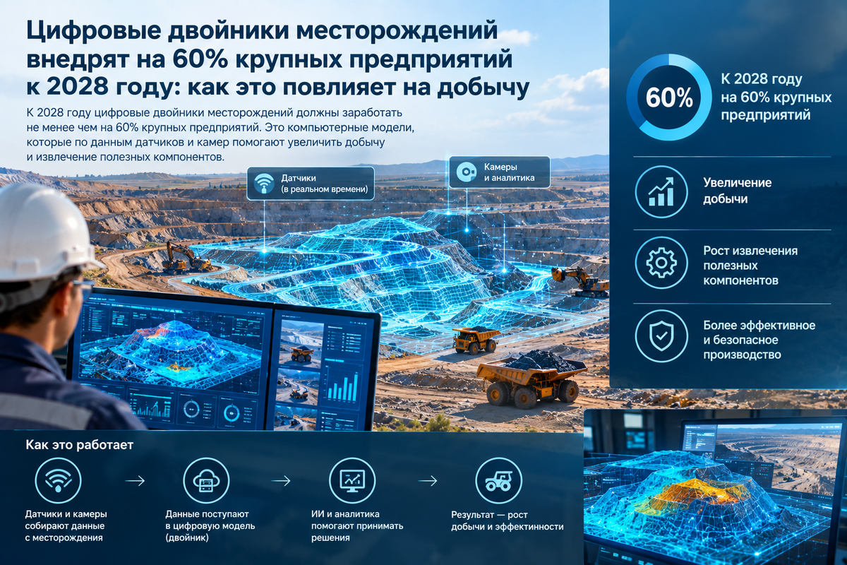 Цифровые двойники месторождений внедрят на 60% крупных предприятий к 2028 году