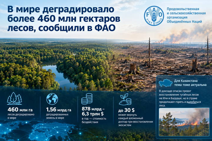 В мире деградировало более 460 млн гектаров лесов, сообщили в ФАО